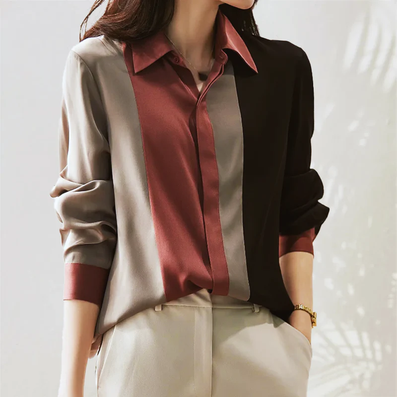 Women's Vertical Stripe Blouse - Work & Office Shirt - Image 3