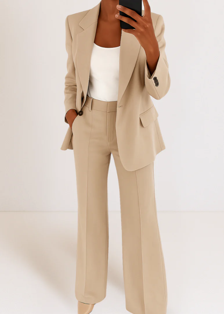 Women's Tailored Two-Piece Pantsuit Set with Blazer and Trousers - Image 3