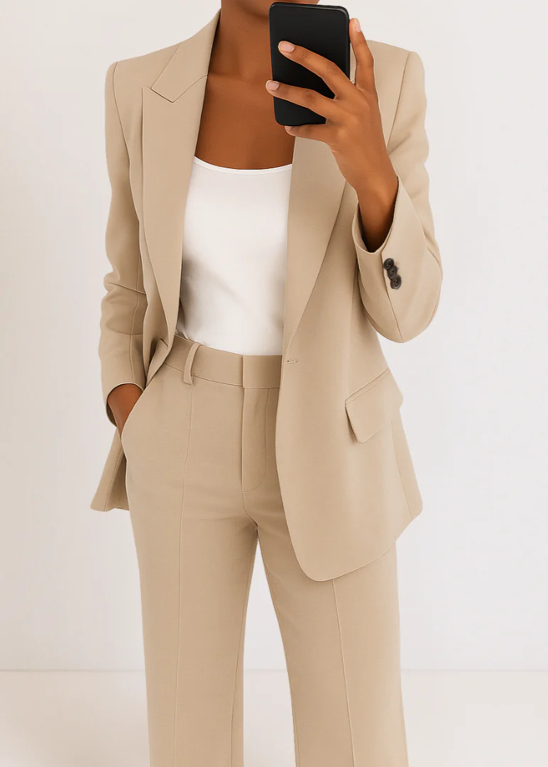 Women's Tailored Two-Piece Pantsuit Set with Blazer and Trousers - Image 4
