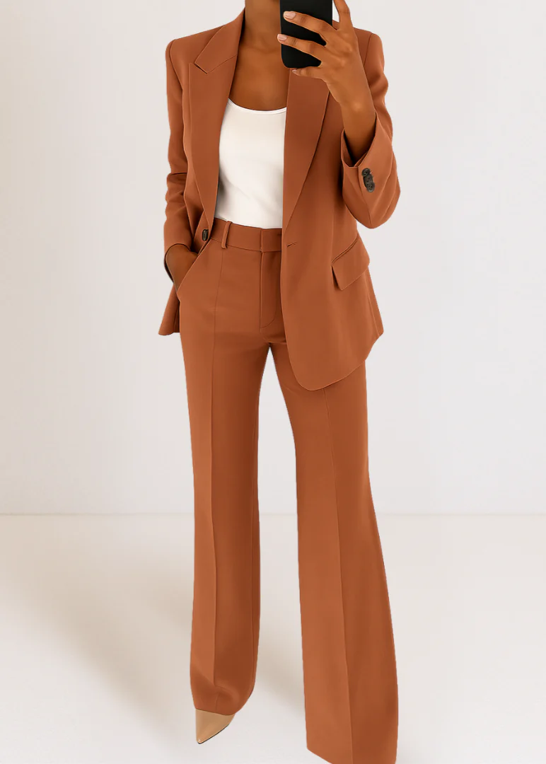 Women's Tailored Two-Piece Pantsuit Set with Blazer and Trousers - Image 5