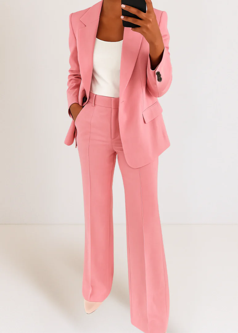 Women's Tailored Two-Piece Pantsuit Set with Blazer and Trousers - Image 7