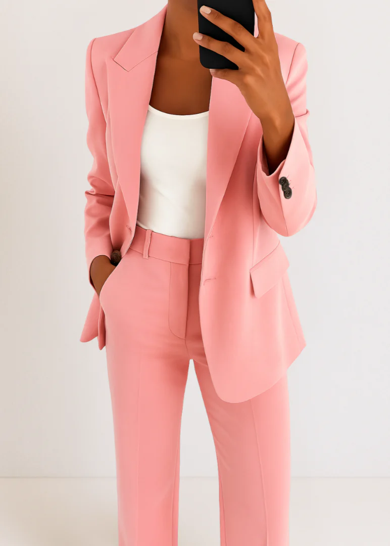 Women's Tailored Two-Piece Pantsuit Set with Blazer and Trousers - Image 8